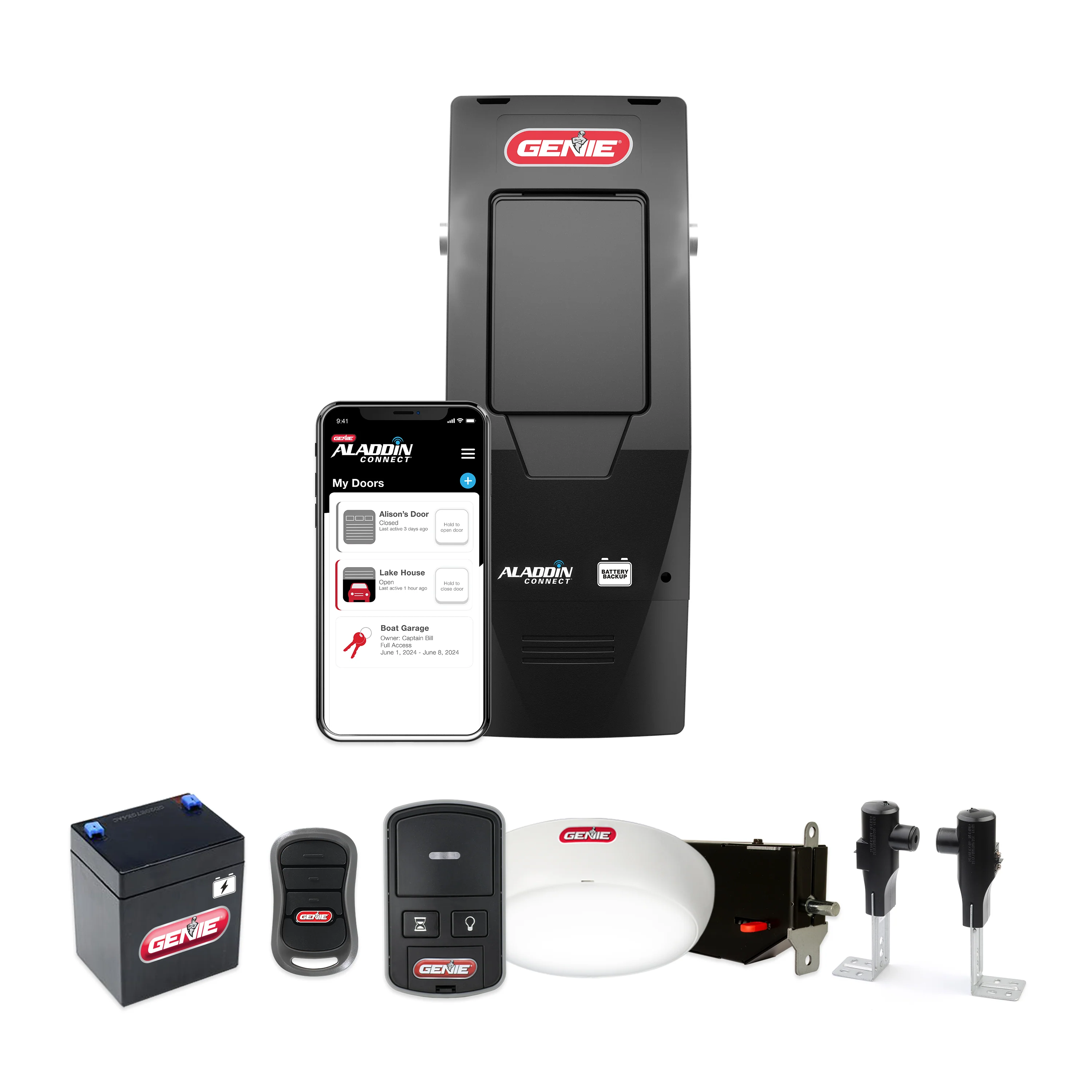 Genie 6172H-BO Wall Mount Smart Garage Door Opener with Battery Backup